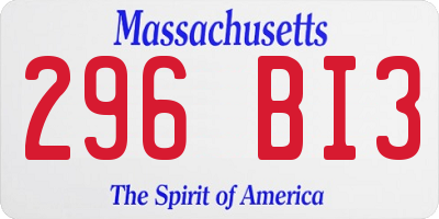 MA license plate 296BI3