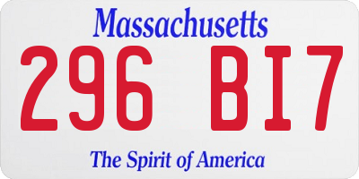 MA license plate 296BI7