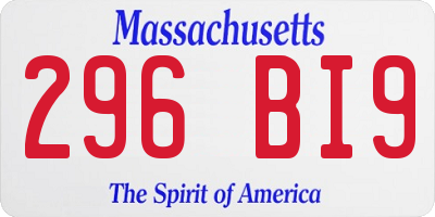 MA license plate 296BI9