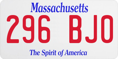 MA license plate 296BJ0