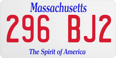 MA license plate 296BJ2
