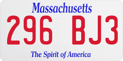 MA license plate 296BJ3