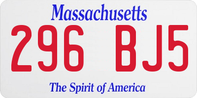 MA license plate 296BJ5