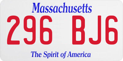 MA license plate 296BJ6