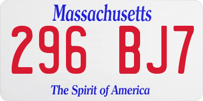 MA license plate 296BJ7
