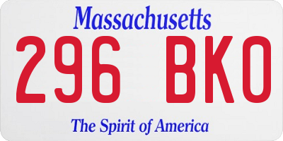 MA license plate 296BK0