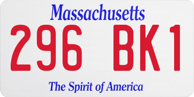 MA license plate 296BK1