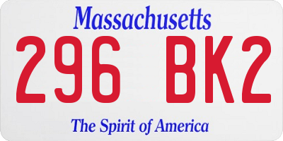 MA license plate 296BK2