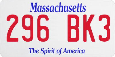 MA license plate 296BK3