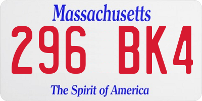 MA license plate 296BK4
