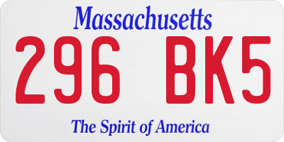 MA license plate 296BK5