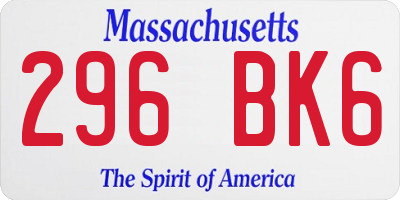 MA license plate 296BK6
