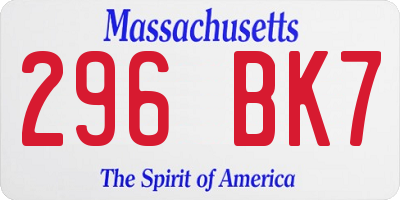 MA license plate 296BK7