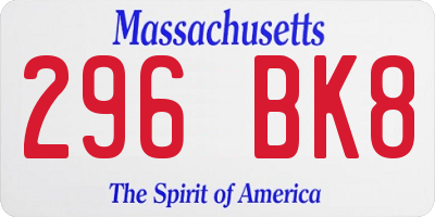 MA license plate 296BK8