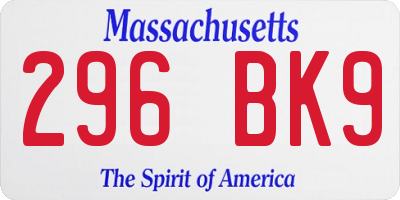 MA license plate 296BK9