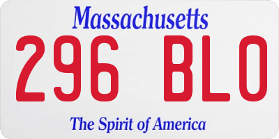 MA license plate 296BL0