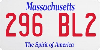 MA license plate 296BL2