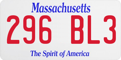 MA license plate 296BL3