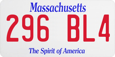 MA license plate 296BL4