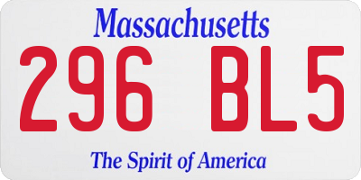 MA license plate 296BL5