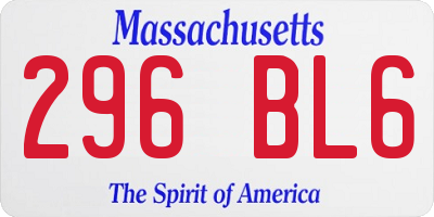 MA license plate 296BL6