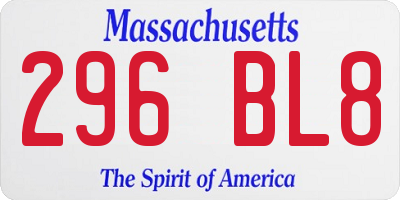 MA license plate 296BL8