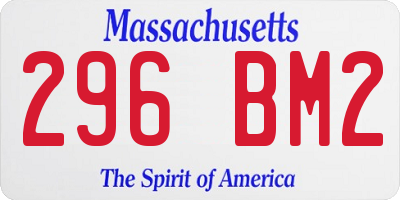 MA license plate 296BM2