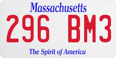 MA license plate 296BM3
