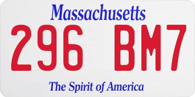 MA license plate 296BM7