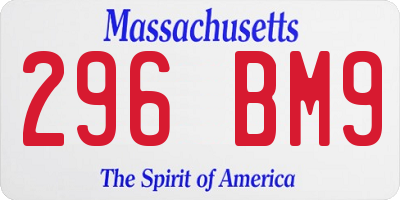 MA license plate 296BM9
