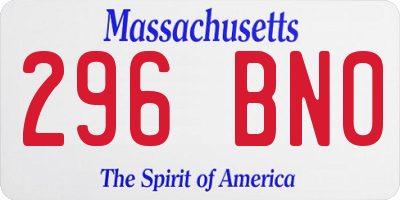 MA license plate 296BN0