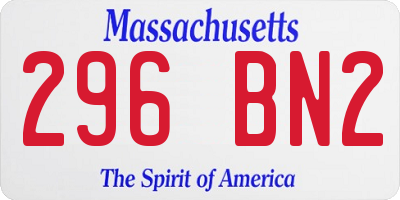 MA license plate 296BN2
