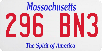 MA license plate 296BN3
