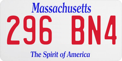 MA license plate 296BN4