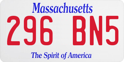 MA license plate 296BN5