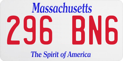 MA license plate 296BN6