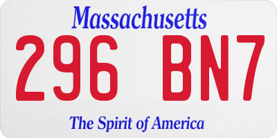 MA license plate 296BN7