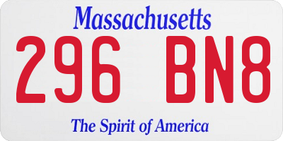 MA license plate 296BN8