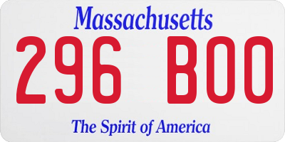 MA license plate 296BO0