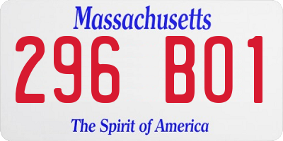 MA license plate 296BO1