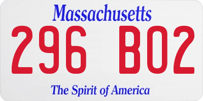 MA license plate 296BO2