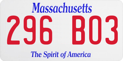 MA license plate 296BO3