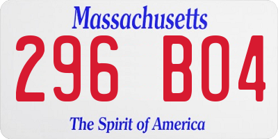 MA license plate 296BO4