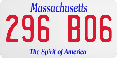 MA license plate 296BO6