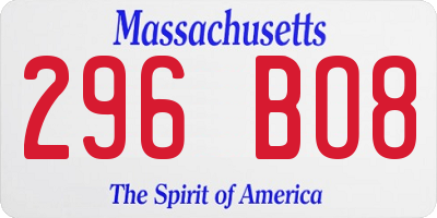 MA license plate 296BO8