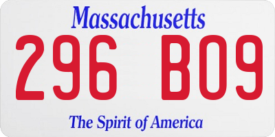 MA license plate 296BO9