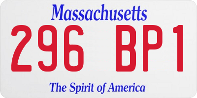 MA license plate 296BP1