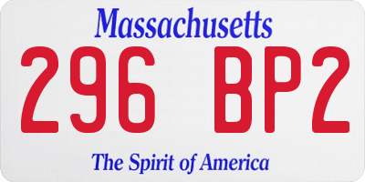 MA license plate 296BP2