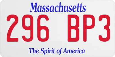 MA license plate 296BP3