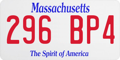 MA license plate 296BP4